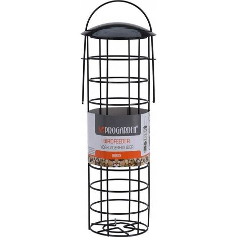 Comedero para pájaros colgante de metal negro (1/3)