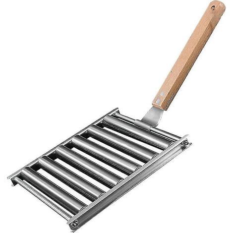 Rouleau à hot-dogs pour barbecue, rouleau à hot-dogs - Rouleau à saucisses pour barbecue, grille en acier inoxydable avec manche extra long