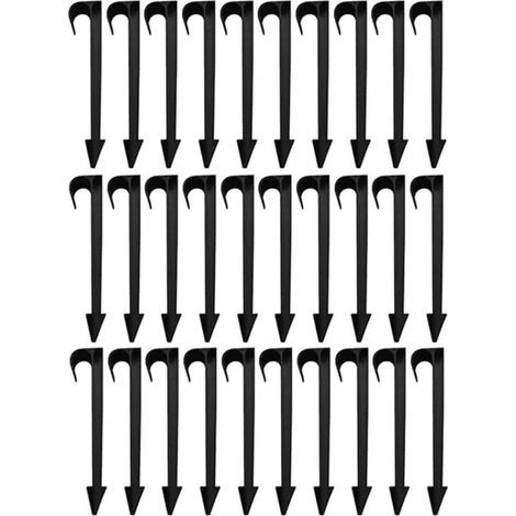 30 estacas para riego por goteo, estacas de soporte para riego por goteo, estacas de fijación al suelo, negras, 11,2 cm (1/5)