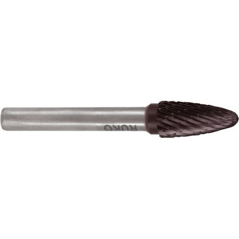 Fresa rotante in metallo duro RUKO RBF Ø 10 mm lunghezza testa 20 mm Ø gambo 6 mm TiCN dentatura KVZ 4 - 116032TC