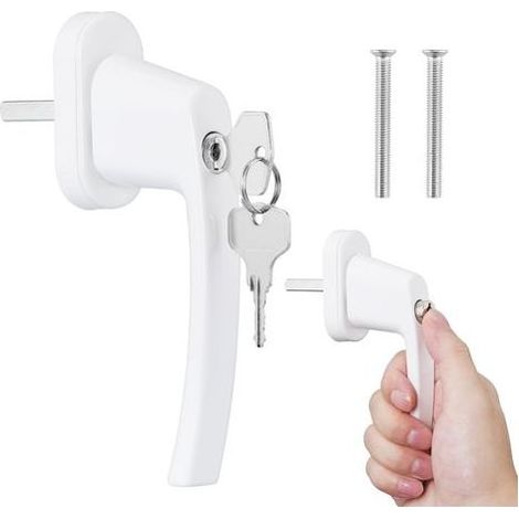 Verrou de fenêtre 35 mm avec poignée de porte - Poignée avec tige de verrouillage, serrure en aluminium et clé - Verrou de sécurité enfant pour fenêtre avec clé de déverrouillage (1/5)