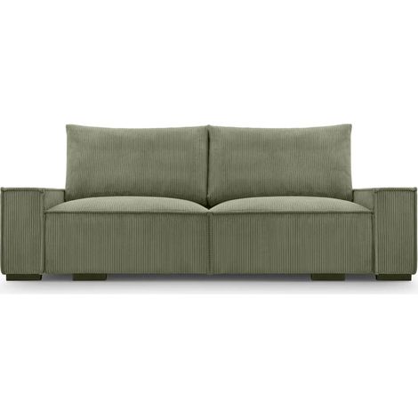 CLARY - Canapé droit convertible velours côtelé 2 places - Vert