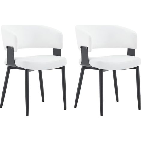 CAIziChaises de salle à manger style mid-century modern, lot de 2, fauteuils rétro avec accoudoirs en forme de tonneau et dossier à motif, chaises de cuisine en similicuir avec pieds stables pour la m (1/5)