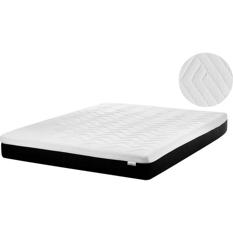Matelas en Mousse de Gel Ferme avec Housse Amovible Fermeture Éclair 140 x 200 cm en Polyester Blanc et Noir Spongy (1/5)