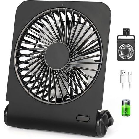 Mini ventilateur rechargeable à 4 vitesses, ultra silencieux, petit ventilateur de bureau, réglable à 220°, adapté à une utilisation intérieure et extérieure (1/5)
