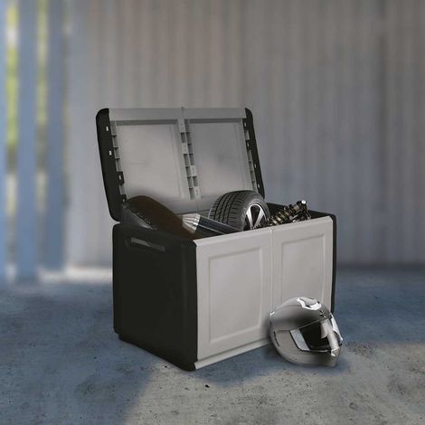 Coffre de jardin 96 x 53 x 57 cm 230 L Gris foncé Noir (1/5)