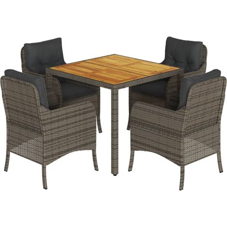 Maison Exclusive - Set da Pranzo da Giardino 5 pz con Cuscini in Polyrattan Grigio (1/5)