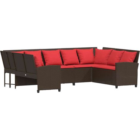 Maison Exclusive - Gartensofa mit Kissen Braun Poly Rattan