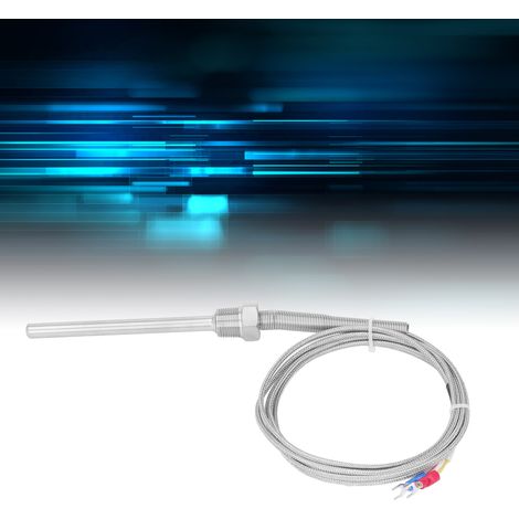 Isolierter Temperaturfühler Typ K, 8 x 100 mm, 3/8"-Zahnthermoelement, Temperaturfühler aus Edelstahl 304, 2 m (1/5)