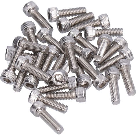 M6 x 20 mm Schrauben, Packung mit 30 Hohl-Sechskant-Zylinderkopfschrauben, Edelstahl 304 A2-70, DIN 912 Schrauben, robuste Befestigung für präzise Montage. (1/5)