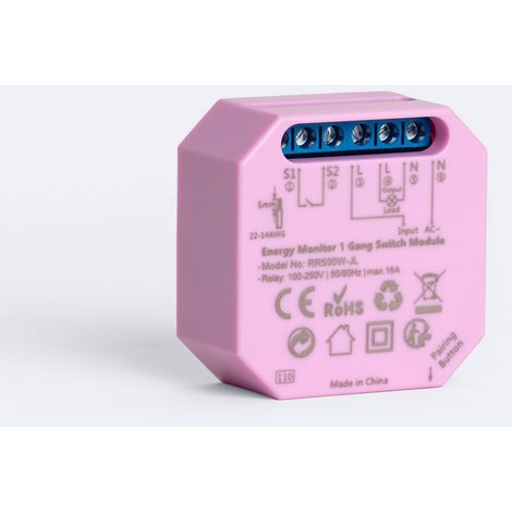Interruptor  Medidor WiFi Compatible con Interruptor y Pulsador Violeta