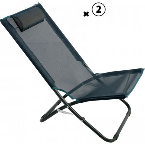 Lot 2 Chaises Relax Bleues Confortable, Durable, Extérieur - Kb8 Import Export (1/4)