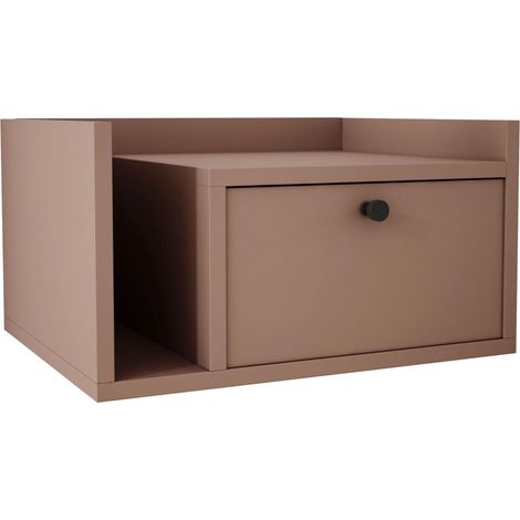 Comodino con cassetto e maniglia dorata, colore CAJUN, 50 x 35 x 27 cm, lato destro (1/5)