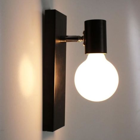 Applique murale Metal Industriel Noir pour Couloir Cuisine Chambre Entrée (1/4)