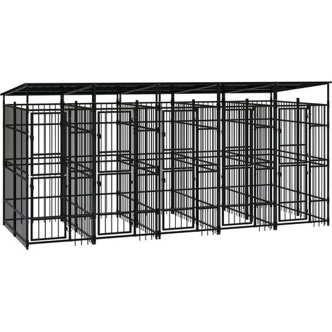 Jaula para perrera exterior animal pac con techo para perros acero 9,22 m² negro 020041772