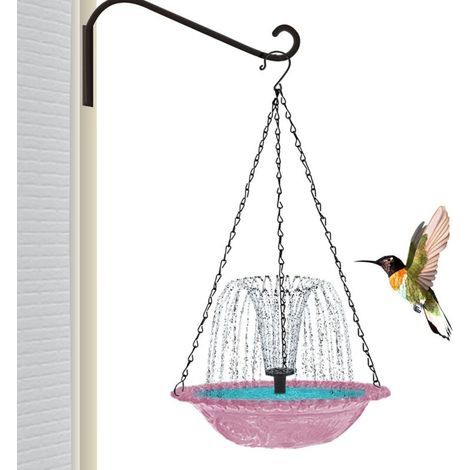 Bain d'oiseaux suspendu avec fontaine solaire, fontaine solaire d'extérieur pour colibris,vasque et douche pour oiseaux —Idéal pour (1/5)