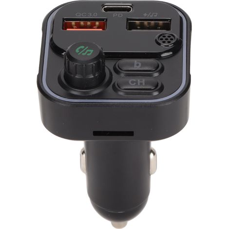 Lecteur MP3 Voiture Bluetooth 5.0 Charge Rapide QC3.0 Récepteur FM Mains Libres avec Éclairage Coloré (1/5)