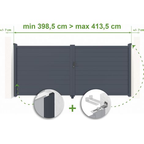 Portail battant ajustable en largeur EIGER 4m H.180cm Aluminium Gris Anthracite (1/4)