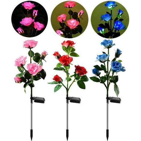 Lampe Solaire - - Rose - LED - Extérieur - Jardin (1/4)