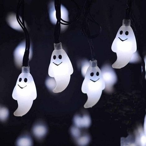 Guirlande lumineuse d'Halloween - 3m 20LED Fantôme - 1 pc - Décoration Automne à piles Intérieur et Extérieur de Fête