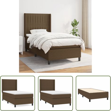 The Living Store Boxspringbett mit Matratze Dunkelbraun 100x200 cm Stoff - Boxspringbett - Doppelbett - Bettenrahmen - Lattenrost - Matratze (1/5)