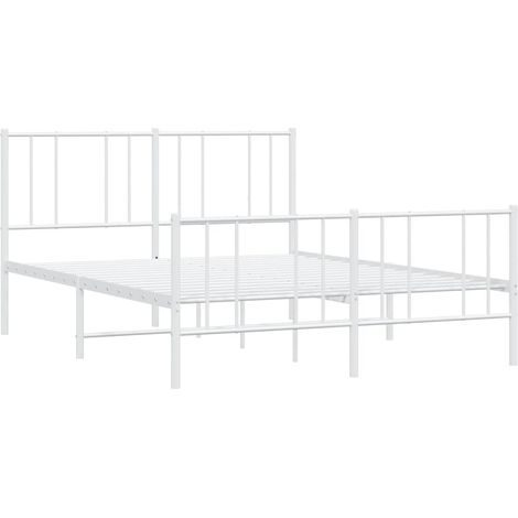 Metal Bed Frame without Mattress with Footboard White 140x200cm vidaXL (1/4)
