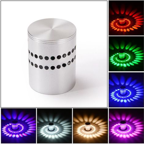 Applique murale LED 3W (1 pièce), plafonnier intérieur RGB à intensité variable avec télécommande, effet spirale pour chambre, couloir et salon (1/5)