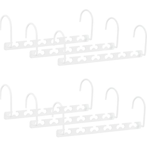 Relaxdays Grucce Appendiabiti Multiple in Set da 6, in Metallo, Ganci Girevoli, per 6 Appendini ciascuna, Salvaspazio, 26 cm, Bianche (1/5)