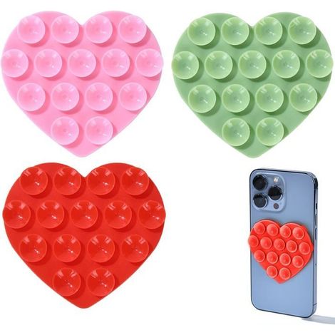 3 Pièces Ventouse Telephone Portable,Forme De Coeur Coques De Téléphone À Ventouse En Silicone Avec Support Adhésif Pour Apparei (1/5)