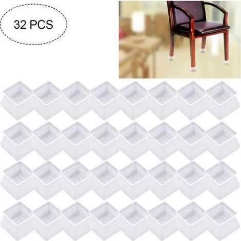 32Pcs Protection en Silicone de Meubles, Chaise Casquettes Pieds en Silicone de Rectangle Tampons Mobilier Table Couvre Protège-Jambes pour Jambes de Chaise, Jambes de Table, Jambes de Sofa (1/5)