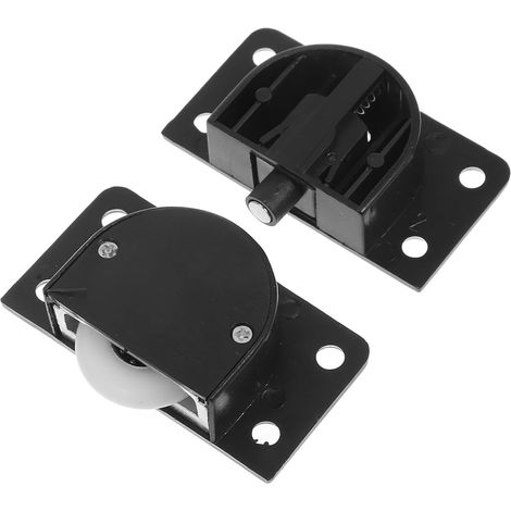 CCYKXARoulettes pour Porte Coulissante Noir Plastique, Lot 1 Jeu de Roues à Rouleaux Silencieuses pour Armoire, Support de Porte Coulissante, Accessoires (1/5)