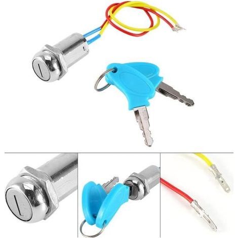 Lot de 3 interrupteur d'allumage universel 2 fils avec clé, compatible avec motos, verrouillage sécurisé, parfait pour remplacement rapide (1/4)