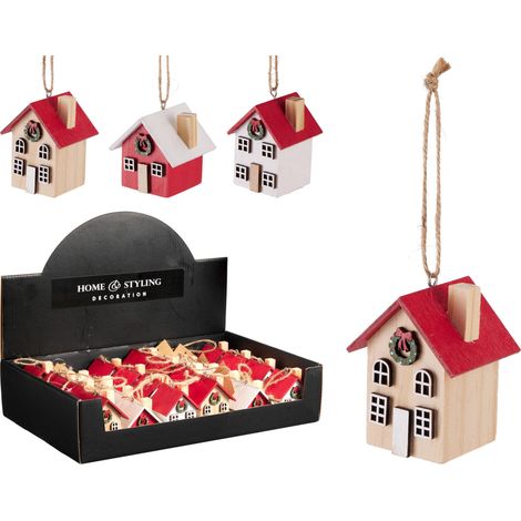 Pendente natalizio a forma di casa 6 cm modello assortito PERAGA CHRISTMAS
