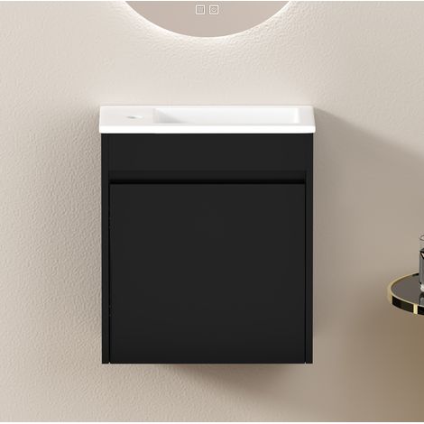 Mueble baño con almacenaje MDF 46 cm negro OKMYHOME (1/5)