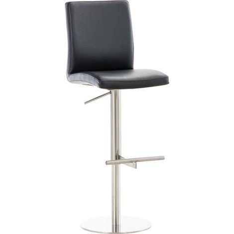 Sgabello da bar x1 regolabile in altezza e girevole a 360° piattaforma in metallo tondo seduta in PVC nero 100004561