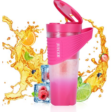 Ortviai Mixeur Portable pour Smoothies – 460 ml, 6 Lames, Rechargeable USB-C, Étanche IP7, Rose (1/4)