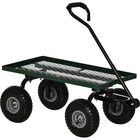 Carrello da Giardino 94x48.5x100 cm Capacità 150 kg in Acciaio Nero e Verde (1/5)