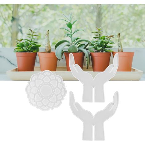 DIY-Blumentopfform aus Kristall-Epoxidharz mit unregelmäßigen Ästen Silikonform für Tischspiegel im europäischen Stil Hohlkissenform für zwei Hände 60-743 (1/5)