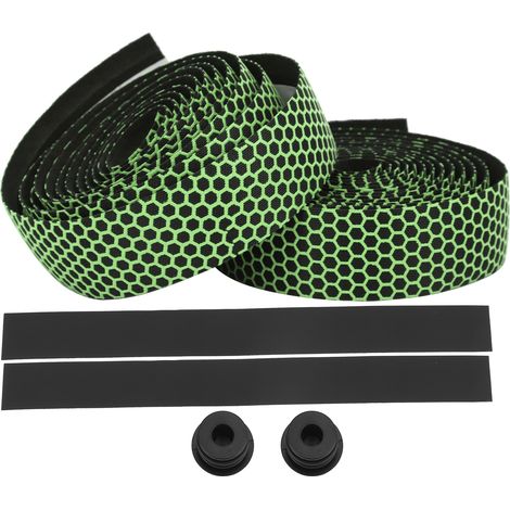 Ruban adhésif antidérapant en mousse pour guidon de vélo de route avec embouts de guidon (vert) (1/5)