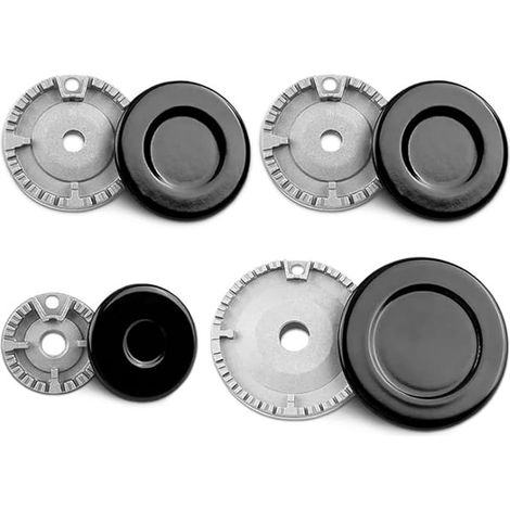 Kit de 8 brûleurs de cuisinière à gaz 4 brûleurs + 4 capuchons pièces de rechange universelles compatibles pour cuisinières (1/5)