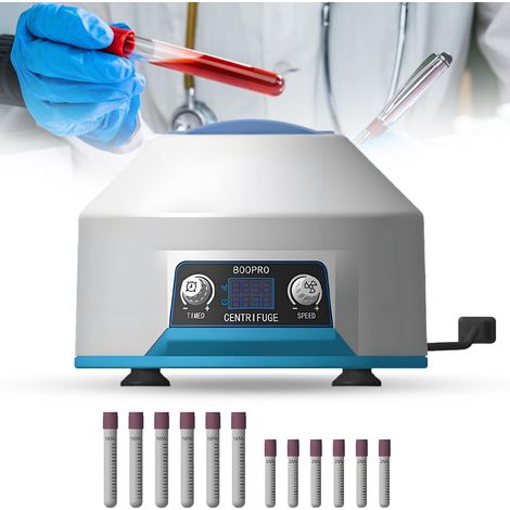 Centrifugeuse portable 6 x 15 ml, 4000 tr/min 1953xg, laboratoire de centrifugeuse portable RCF avec minuterie de 1 à 99 min, couvercle transparent et LED, pour tubes de centrifugeuse 5/7/10 ml (1/5)