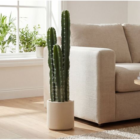 Cactus artificiale 95 cm in plastica EVA+PE verde con vaso decorativo - MEUBLIV (1/5)