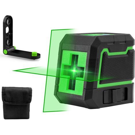 Kleiner, tragbarer Miniatur-Laser-Nivelliergerät mit automatischem Projektor und 2 grünen Lichtlinien, inklusive Stofftasche und Wandhalterung (1/5)