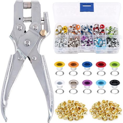 Lot de 400 pinces perforatrices à œillets et 10 couleurs avec œillets dorés, kits d'œillets métalliques pour cuir, tissu, ceinture, vêtements, réparation décorative (1/5)