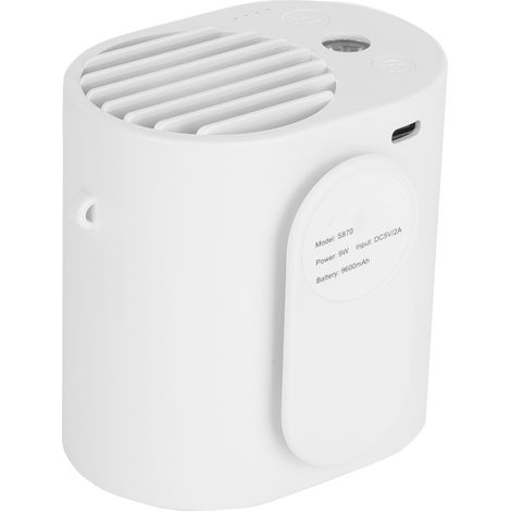 Mini ventilateur USB portable pour le sport et le fitness en extérieur, accessoire de refroidissement à suspendre à la taille avec lumière, blanc (1/5)
