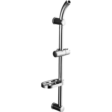 Barre de Douche, Support Pommeau de Douche avec Porte-Savon, Acier, Chromé, Argent,Pomme de douche non inclus (1/5)
