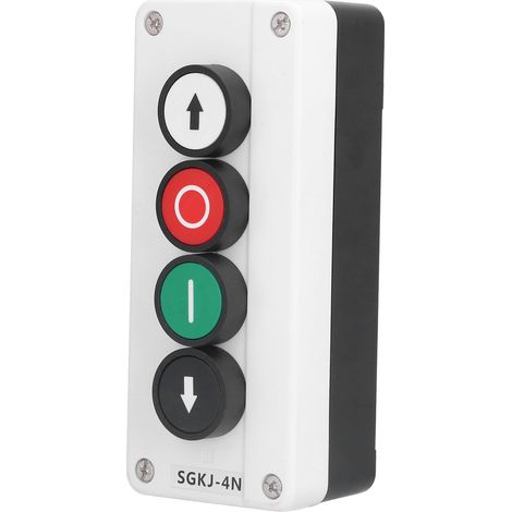 Boîte de commande à boutons poussoirs Montée/Descente et Stop pour treuil, porte roulante, hayon élévateur - Interrupteur momentané SGKJ-4N (1/5)