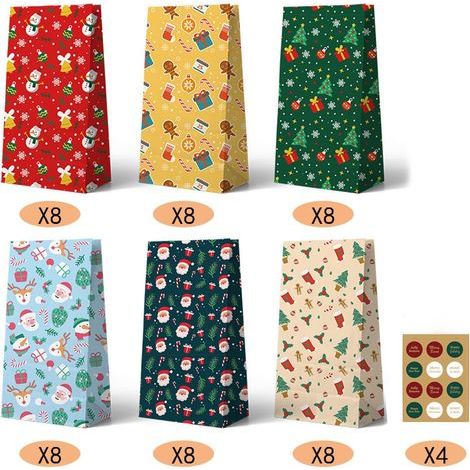 48 Weihnachtsgeschenktüten, kleine Geschenke, große Geschenke für Kinder und Erwachsene, mit Aufklebern, luxuriöser Dekoration, verschiedenen Weihnachtsleckereien, Verpackungszubehör. (1/5)