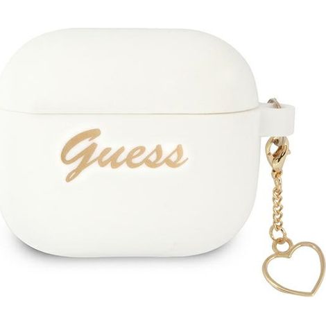 Funda Guess GUA3LSCHSH para AirPods 3, color blanco/blanco, de silicona, con dije de corazón. (1/3)