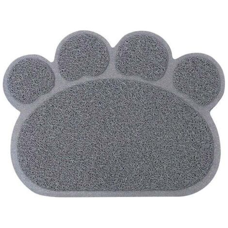 Pair Katzenstreumatte, hochwertige große Katzentoilette, PVC-Material, niedliche Katzenpfotenform, wasserdicht und langlebig, leicht zu reinigen, rutschfest, grau, 40 cm × 30 cm
